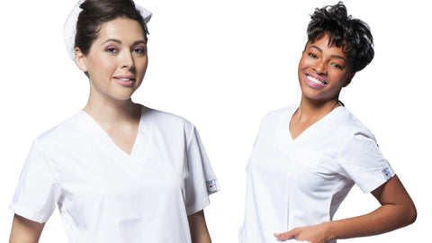 How can you avoid period stains while wearing white uniform scrubs?