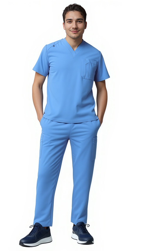 Men's 7 Pocket Soft Stretch Uniform Scrubs - Style ST101 - Dress A Med
