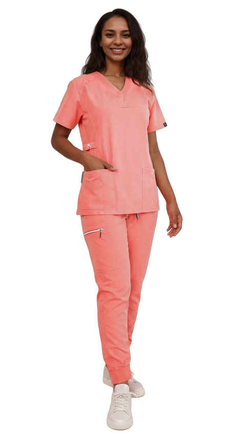 Women's Stretch Slim Fit Zipper Jogger Uniform - Style ST88-JR