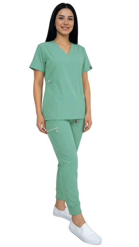 Women's Stretch Slim Fit Zipper Jogger Uniform - Style ST88-JR