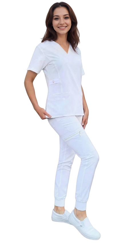 Women's Stretch Slim Fit Zipper Jogger Uniform - Style ST88-JR