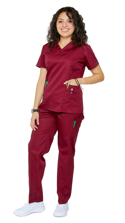 Women's 11 Pocket Slim Fit Uniform Scrubs - Style 408 - Dress A Med