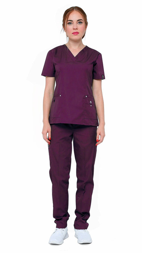 Women's 11 Pocket Slim Fit Uniform Scrubs - Style 408 - Dress A Med