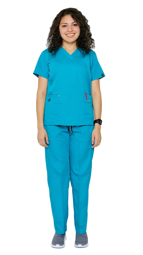 Women's 11 Pocket Slim Fit Uniform Scrubs - Style 408 - Dress A Med
