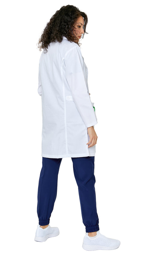 Women's Multi-Pocket Long Lab Coat Medical Uniform - Dress A Med