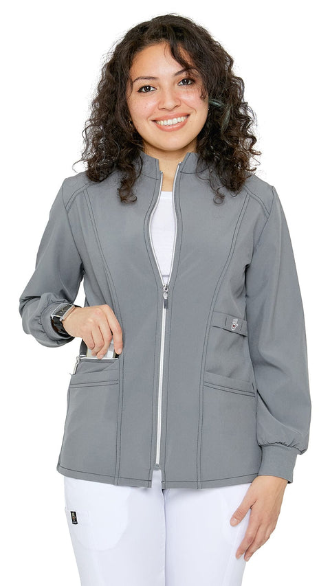 Women's Stretch Zipper Warm Up Uniform Jacket - Dress A Med