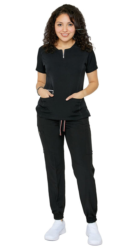 Women's Soft Stretch Silver Zipper Jogger Uniform - Style ST400-JR - Dress A Med