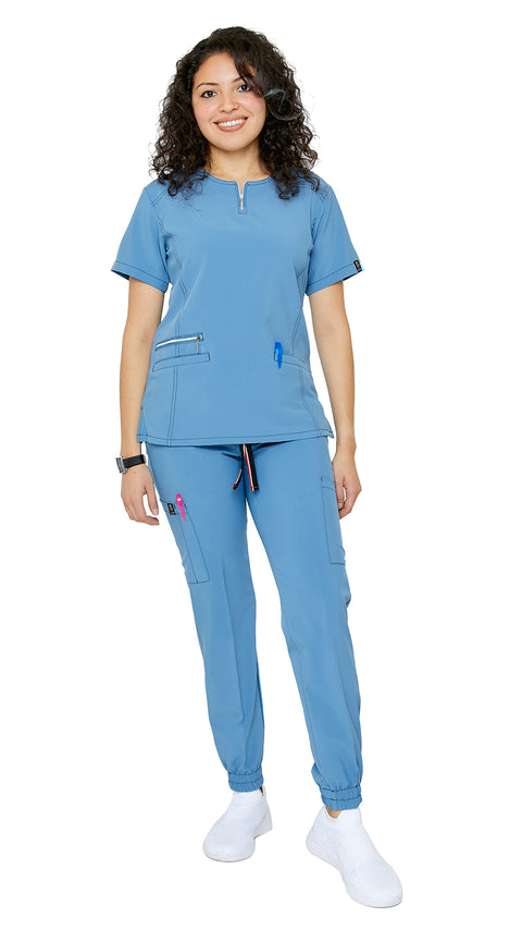 Women's Soft Stretch Silver Zipper Jogger Uniform - Style ST400-JR - Dress A Med