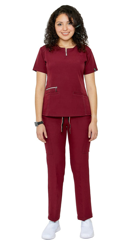 Women's Soft Stretch Silver Zipper Uniform Scrubs - Style ST400 - Dress A Med