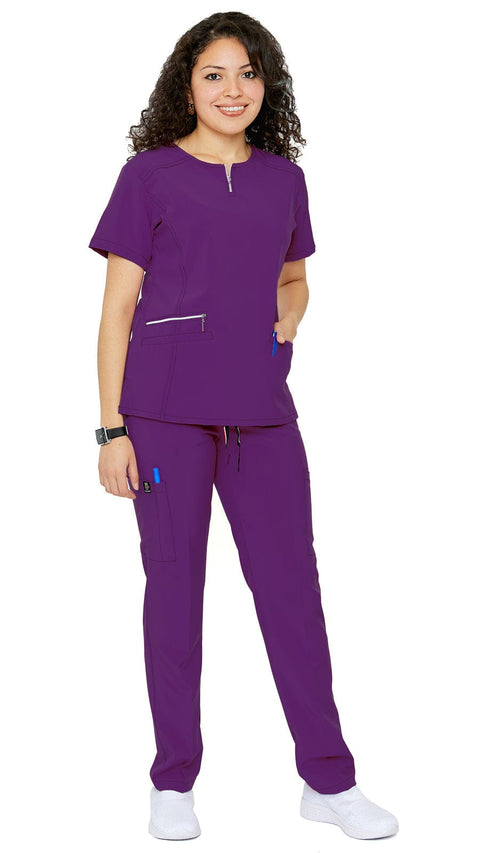 Women's Soft Stretch Silver Zipper Uniform Scrubs - Style ST400 - Dress A Med