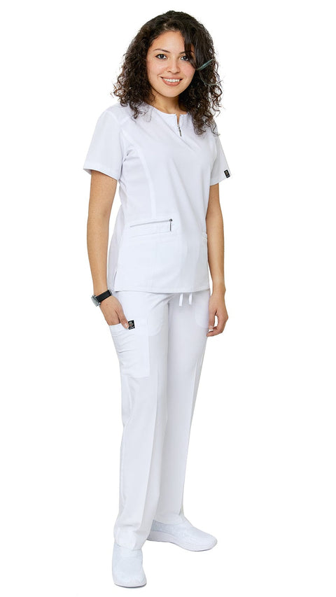Women's Soft Stretch Silver Zipper Uniform Scrubs - Style ST400 - Dress A Med