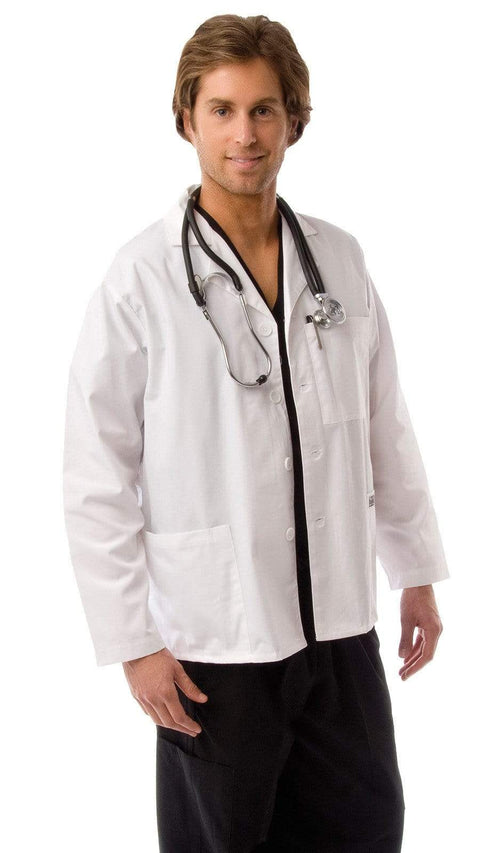 Men's Multi-Pocket Short Lab Coat Medical Uniform - Dress A Med