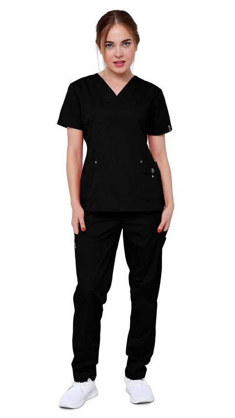 Women's 11 Pocket Stretch Slim Fit Uniform Scrubs - Style ST408 - Dress A Med