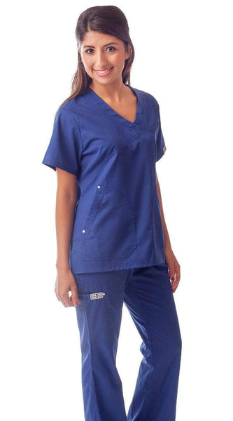 Dress A Med Women's Designer Double Stitched Medical Scrubs, Size: Medium, White
