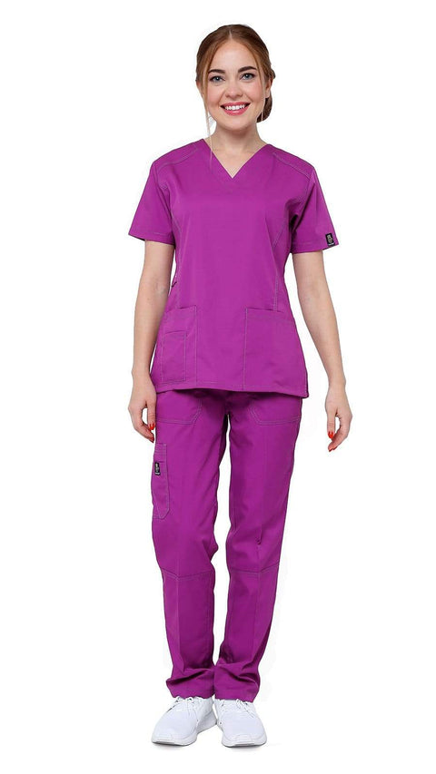 Women's Designer Slim Fit Contrast Medical Scrubs - Style 804 - Dress A Med