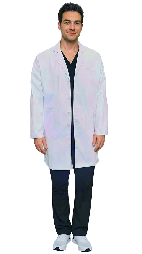 Men's Multi-Pocket Long Lab Coat Medical Uniform
