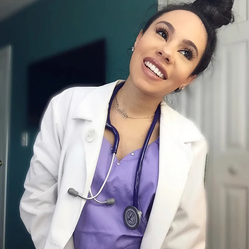 Women's Princess Cut Short Lab Coat Uniform