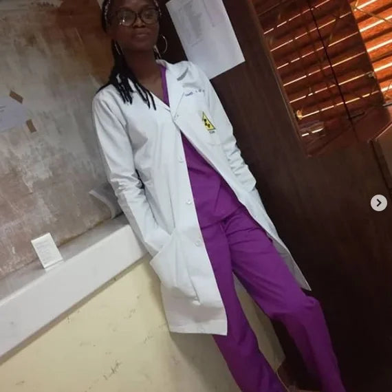 Women's Adjustable Long Lab Coat Medical Uniform