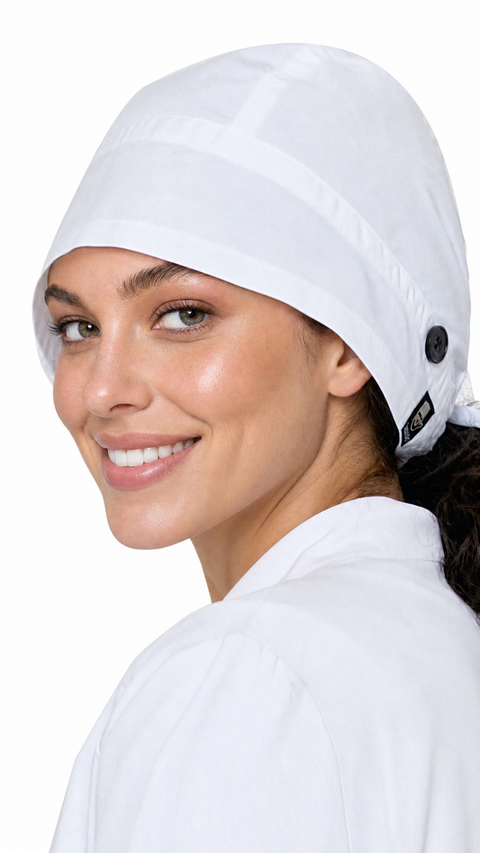 Nurse Skull Cap Hat with Mask Extending Buttons