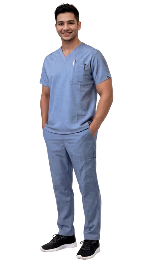 Dress A Med Men's 7 Pocket Stretch Uniform Scrubs