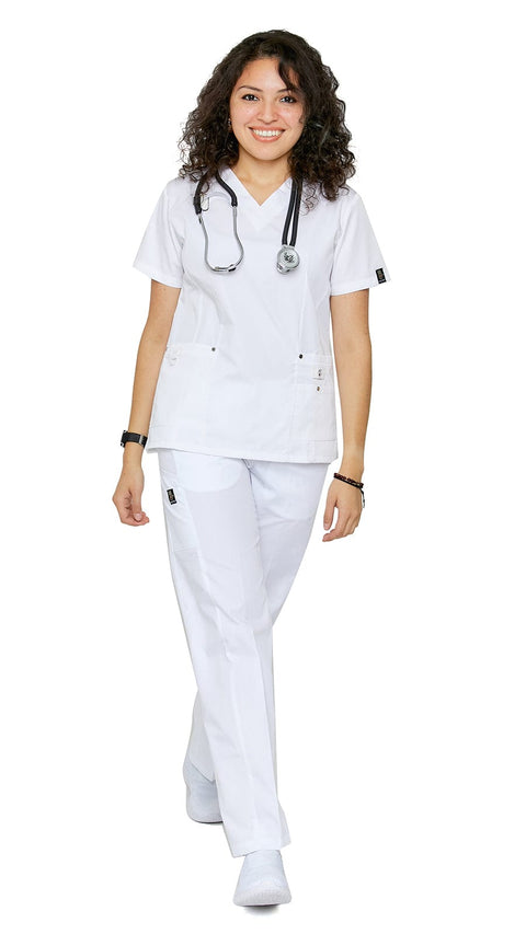 Women's 11 Pocket Slim Fit Uniform Scrubs - Style 408 - Dress A Med