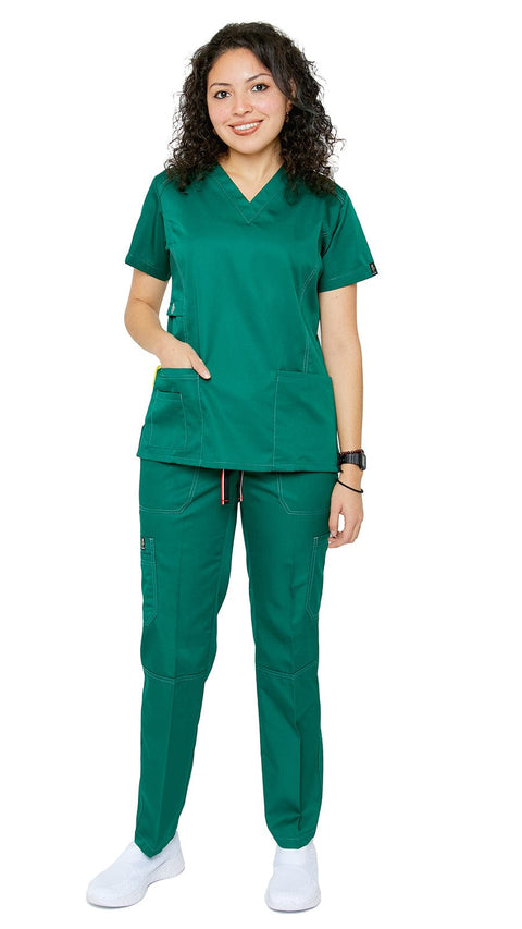 Women's Designer Slim Fit Contrast Medical Scrubs - Style 804 - Dress A Med