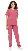 Women's Soft Stretch Silver Zipper Uniform Scrubs - Style ST400 - Dress A Med