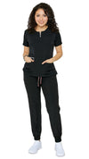 Women's Soft Stretch Silver Zipper Jogger Uniform - Style ST400-JR