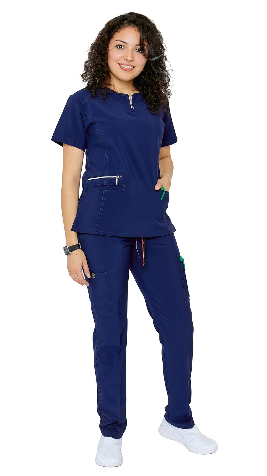 Dress A Med Women's Soft Stretch Silver Zipper Uniform Scrubs