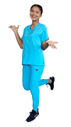 Women's Stretch Slim Fit Zipper Jogger Uniform - Style ST88-JR - Color Turquoise