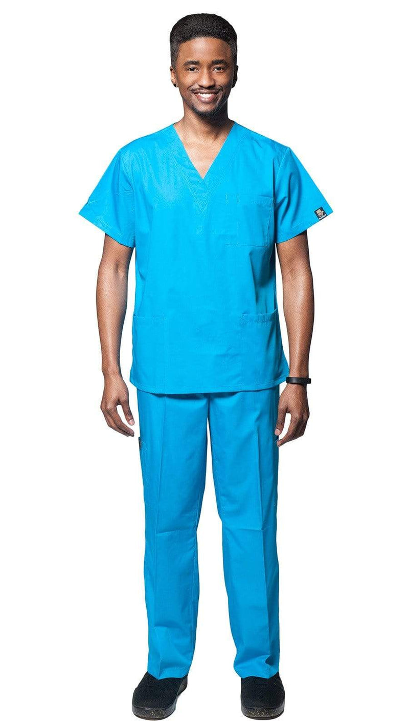 Dress A Med Men's Multi-Use Pockets Classic Uniform Scrubs