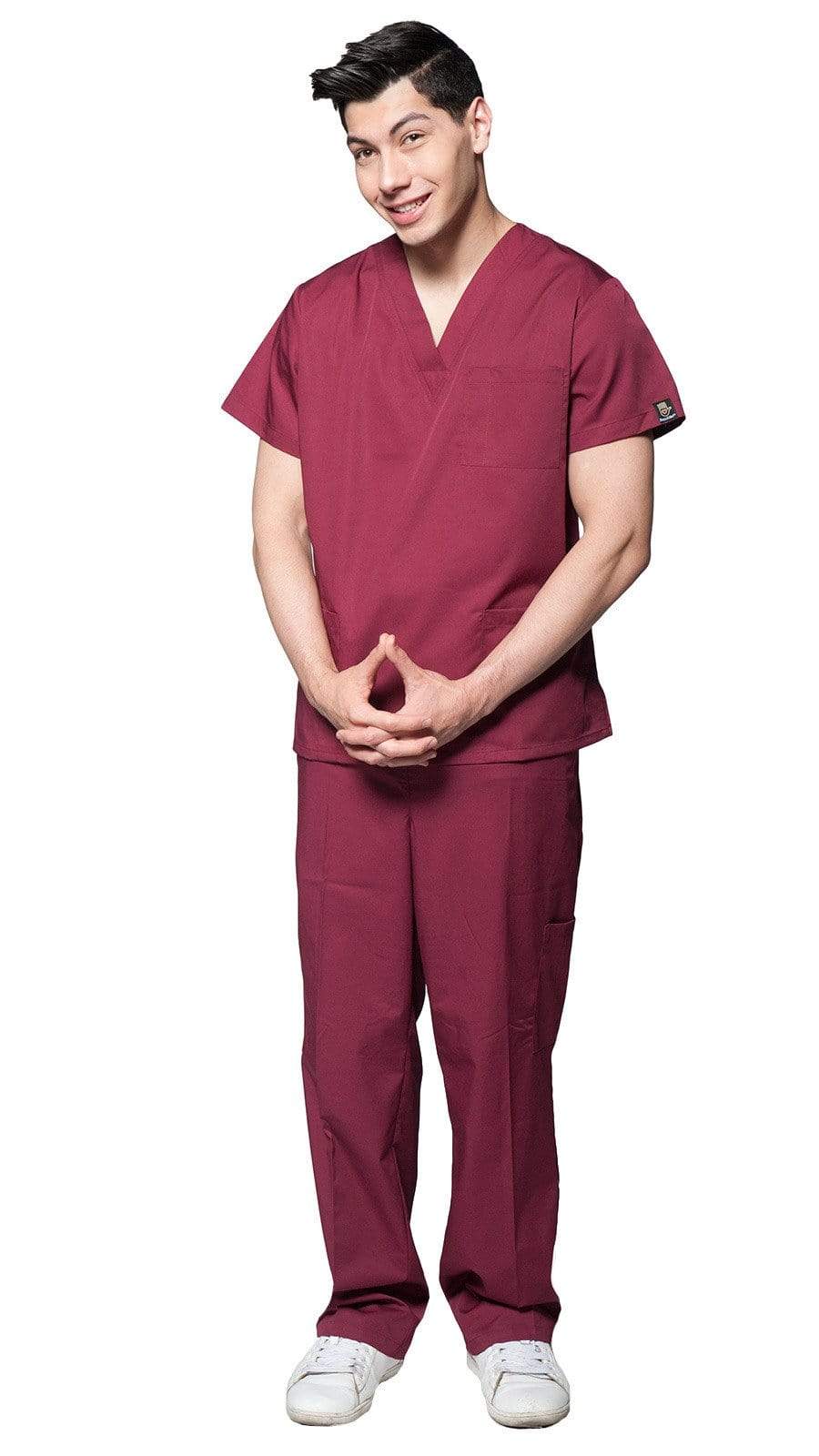 Dress A Med Men's Multi-Use Pockets Classic Uniform Scrubs
