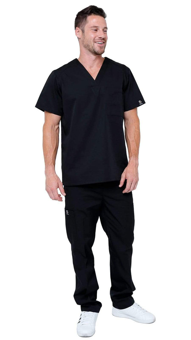Dress A Med Men's Multi-Use Pockets Classic Uniform Scrubs