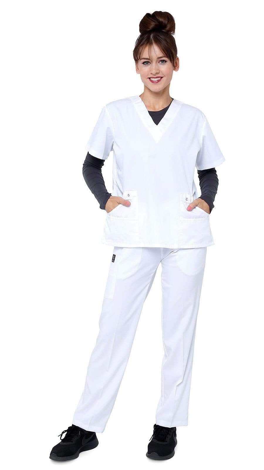 Women's Designer Slim Fit Contrast Medical Scrubs - Style 804
