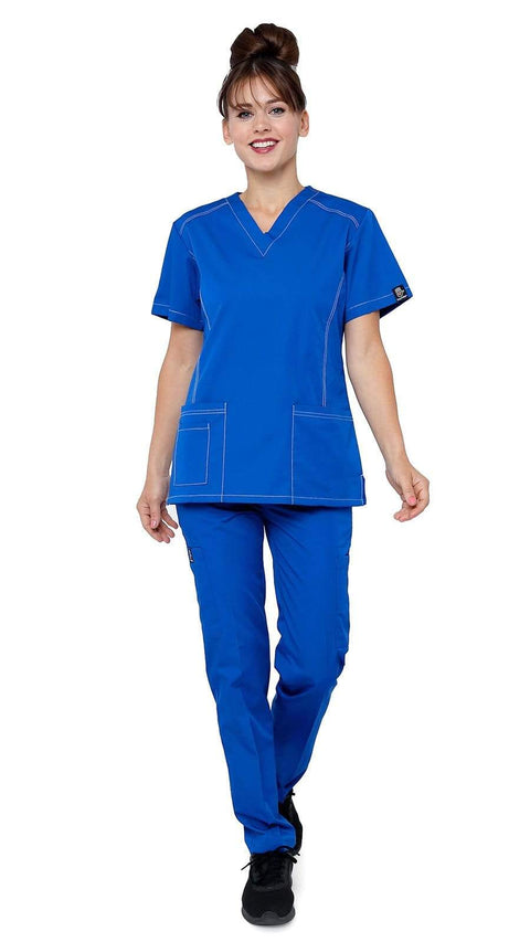 Women's Designer Slim Fit Contrast Medical Scrubs - Style 804 - Dress A Med